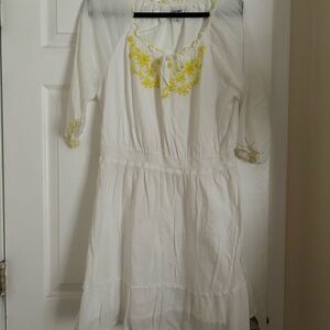 Old Navy White Dress with Yellow Embroidery Tiered Sundress
